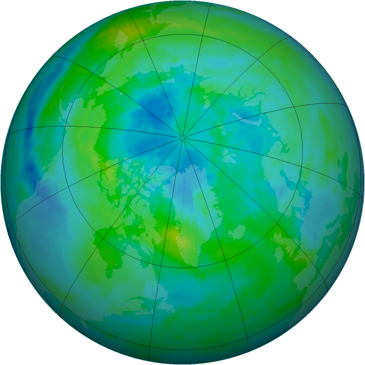 Arctic ozone map for 22 September 1992